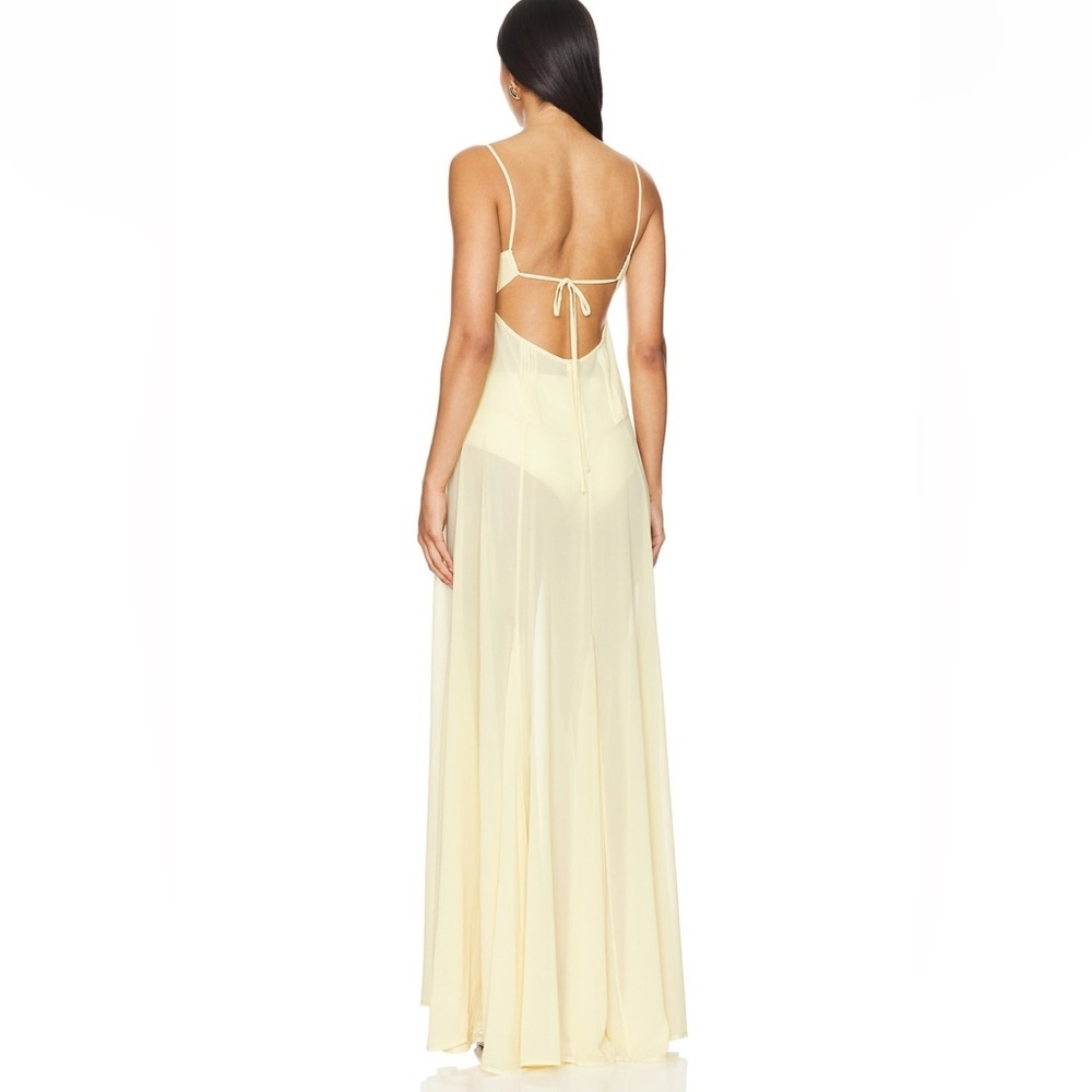 Elegant Sheer Yellow Maxi Dress - Picture 2 of 3